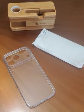 Case For Iphone 17 Pro Max + Screen Protector + Bamboo Phone Stand